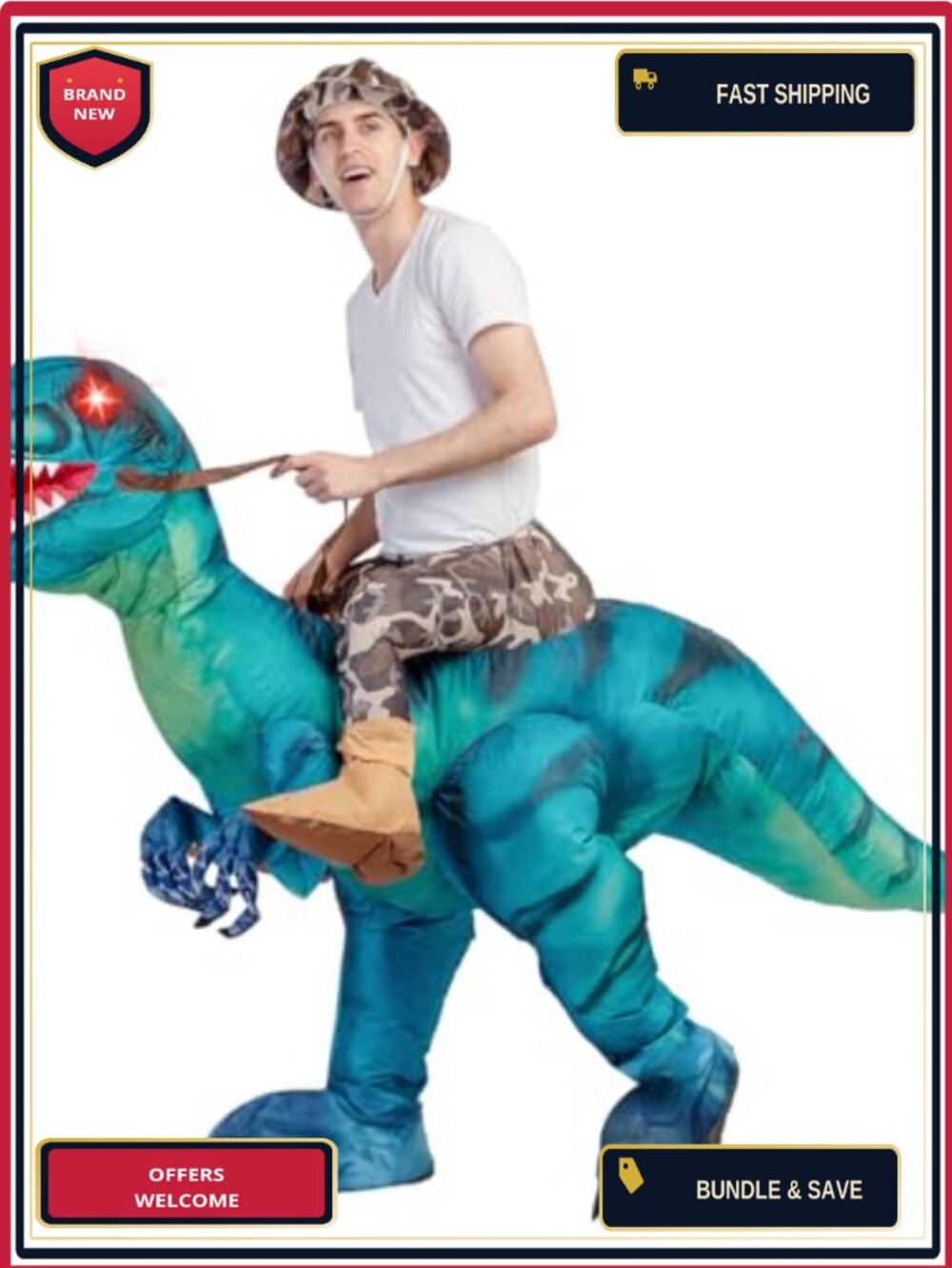 Inflatable Dinosaur Costume Adult Halloween Blow Up T-Rex Cosplay